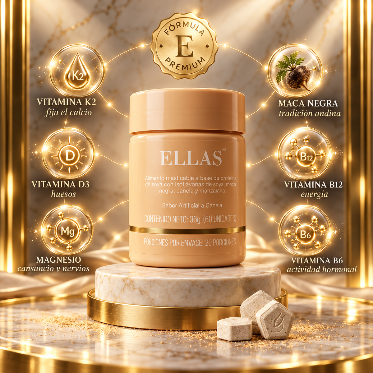 ELLAS™ Menopausia. favorece la disminucion de calores, el apoyo hormonal y el deseo.