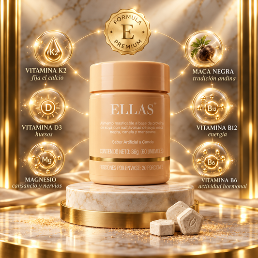ELLAS™ Menopausia. favorece la disminucion de calores, el apoyo hormonal y el deseo.