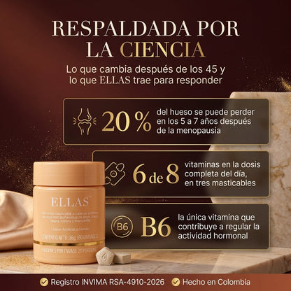 ELLAS™ Menopausia Favorece a resequedad intima, la falta de deseo y los cambios de animo.